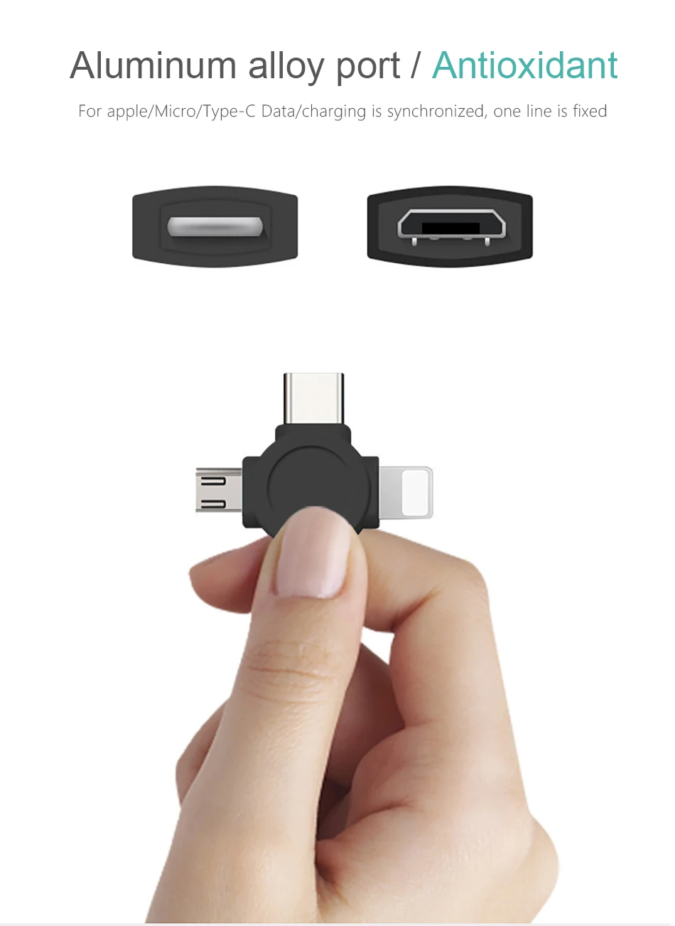 !ACCEZZ 3 in 1 Micro USB Type C 8 Pin Multi Charging Cable For iPhone X XR XS Max For Samsung Huawei Xiaomi Multi Charging Cable (6)