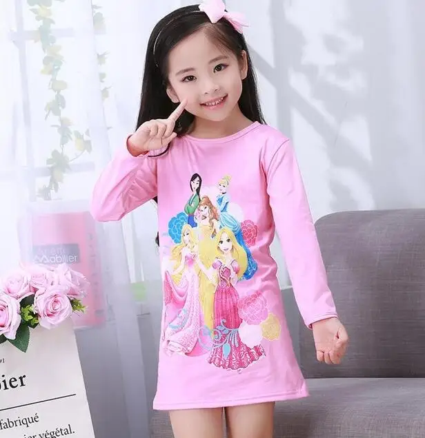 Retail Spring Autumn Big girls Nightgowns Pajamas kids long sleeved nightdress cute cartoon child female baby sleeping Underwear - Цвет: style 2