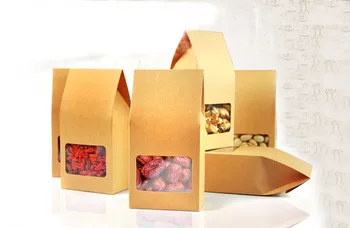 

8*15.5*5 10pcs stand up brown kraft paper bags boxes recyclable for wedding/Gift/Jewelry/Food/Cookie/Candy Package Paper Box