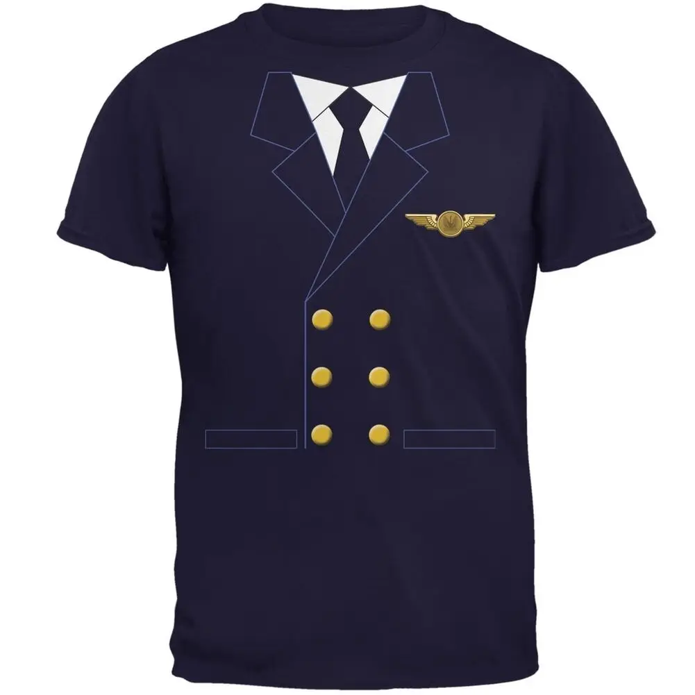 

Halloween Airline Airplane Pilot Navy Adult T-Shirt