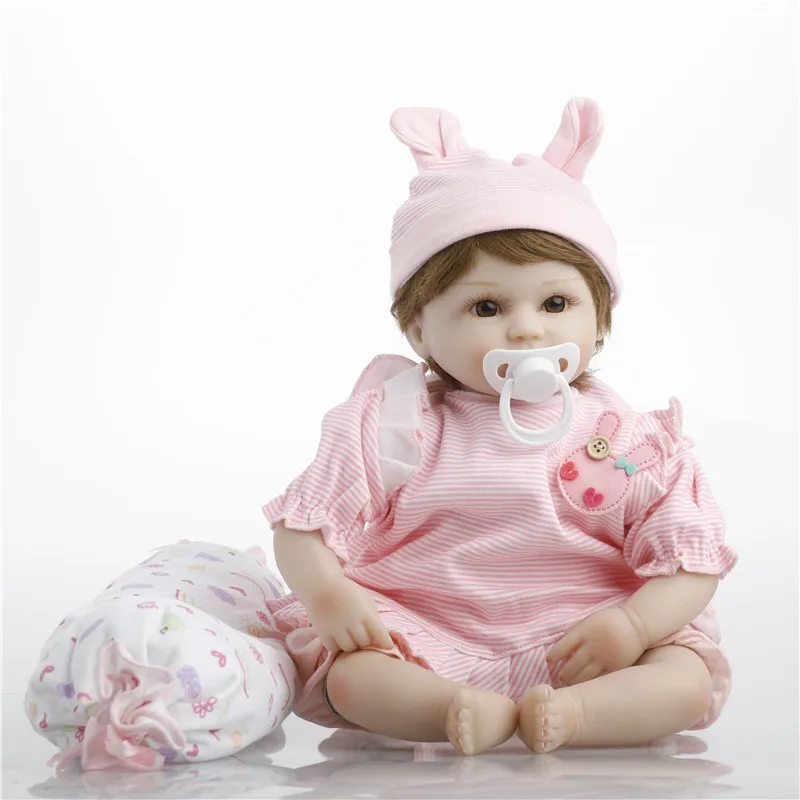 

18 inch 42 cm reborn Silicone dolls, lifelike doll reborn Beautiful pink dress, lovely doll, holiday gift, birthday gift.