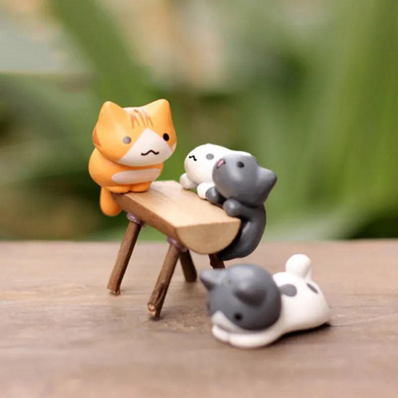 6 Pcs/Set Cute Cartoon Lucky Cats Micro Landscape Kitten Microlandschaft Pot Culture Tools Garden Decorations Miniatures