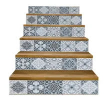 Carrelage arabe gris poterie 6 pièces | Décoration d'escalier en vinyle de Famille, stickers muraux, Art Mural, décoration de salon de maison