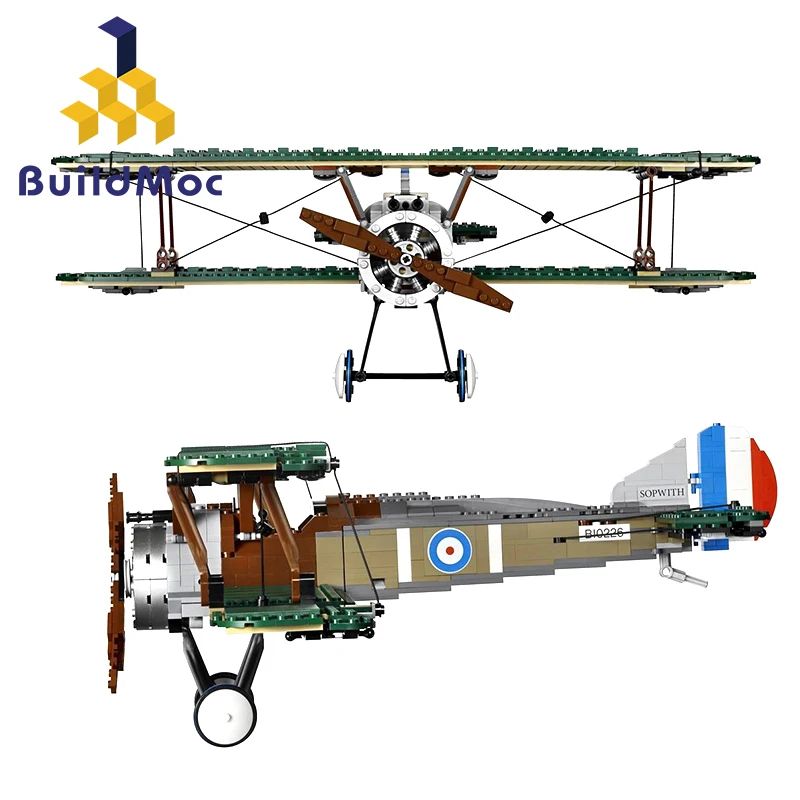 BuildMOC для 10226 эксклюзивная серия игрушек Sopwith Camel, наборы блоков, кирпичи, подарок на день рождения, S003