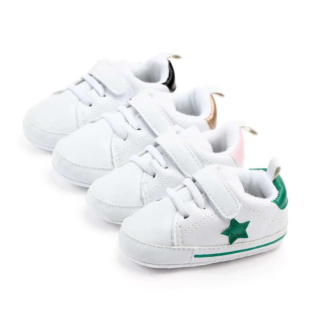

New Style 4 colors Pu leather Star print Baby Shoes Baby Soft sole shoes Crib Anti-slip First Walkers shoes 0-18 Months