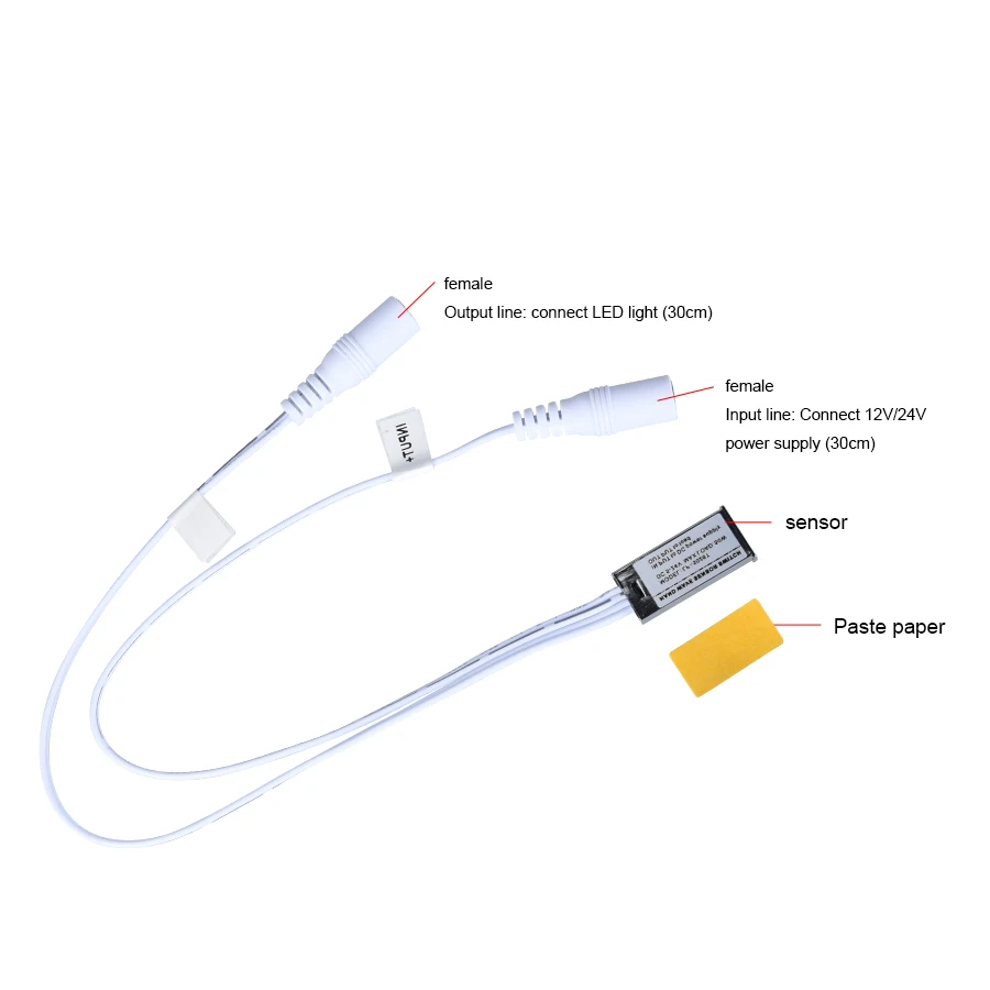 12 V/24 V ИК ручная развертка Сенсор переключатель детектор 5A ручной Wave Smart движения Сенсор светильник переключатель для Светодиодные ленты Шкаф Кабинет светильник - Цвет: DC Connector