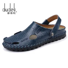 DUDELI/высококачественные уличные модные сандалии из натуральной кожи; мужские сандалии; мужские летние шлепанцы; дышащие сандалии; Sandalias Hombre