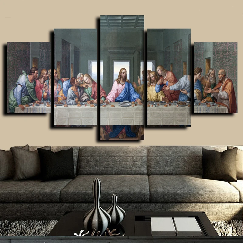5 наборов, знаменитая HD печать, холст, живопись, Тайная вечеря, Leonardo Da Vinci, настенные картины для гостиной, кухни, комнаты без рамы