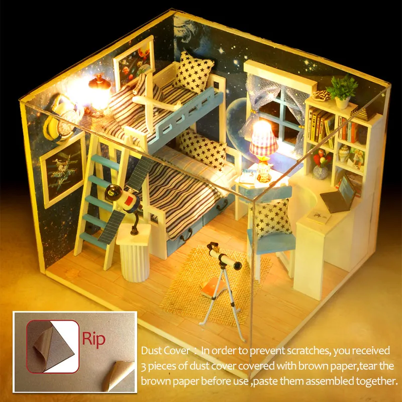 DIY Miniature Doll House Model Space Universe Furniture 3D Wooden Dolls Houses Miniature dollhouse Kit Toys for children