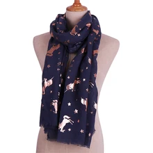 Ladies Fashionable Scarves 2018 Scarfs Women Luxury Brand Winter Animal unicorn Bronzing Printing Cotton Polyester Scarf Shawl