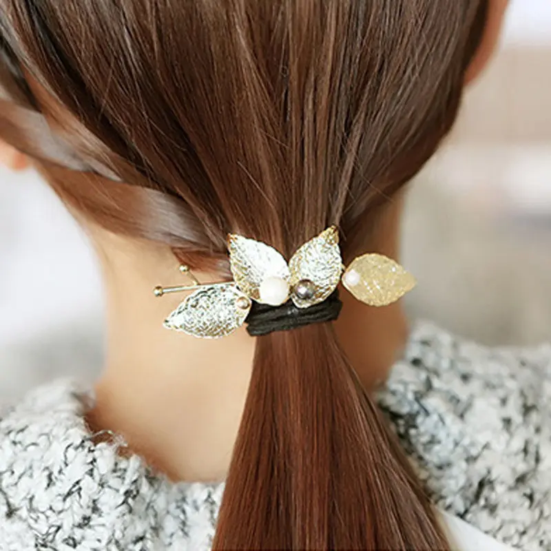 

Sale Fashion 1Pc Girl Imitation Pearl Leaf Twist Hair Clip For Women Barrettes Hairpin Black Silvery Golden