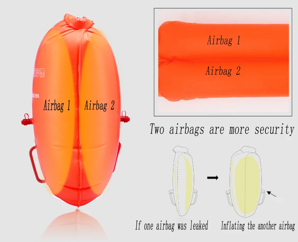 Amalibay Safety swim ming плавающая сумка надувной спасательный буй Флотационная сухая водонепроницаемая сумка для бассейна открытая вода морской плавание Двойная подушка безопасности