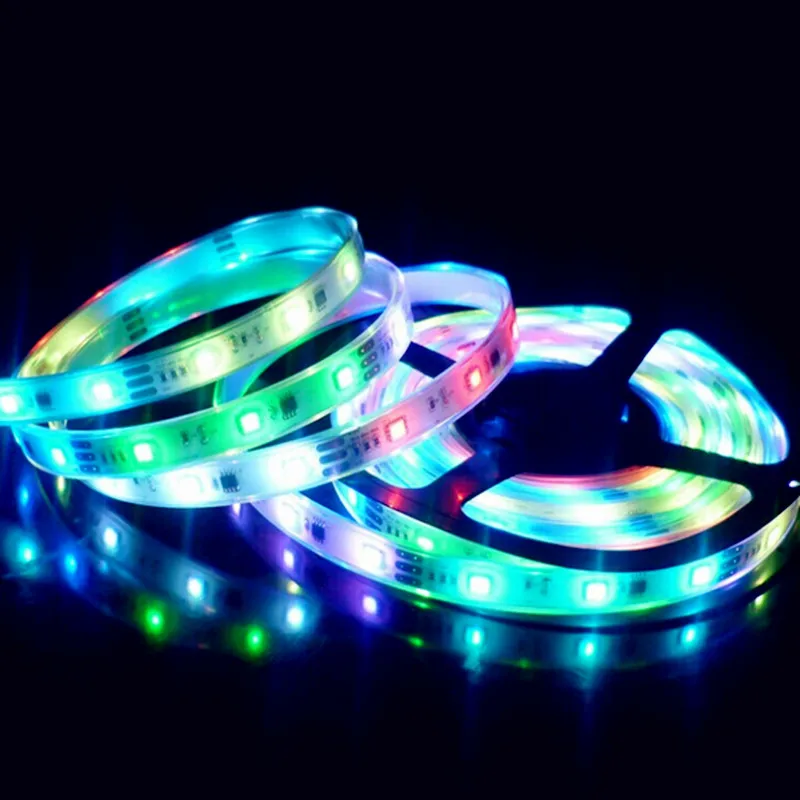 #Best WS2801 Chip DC5V 1m 3m 5m 32leds m LED 5050 RGB Strip 12mm Individually Addressable Tape Full Dream Color Light IP67 Waterproof