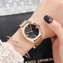 Модные брендовые повседневные часы с циферблатом Guou, Женские Простые полностью стальные водонепроницаемые часы, женские индивидуальные часы, подарок, кварцевые наручные часы