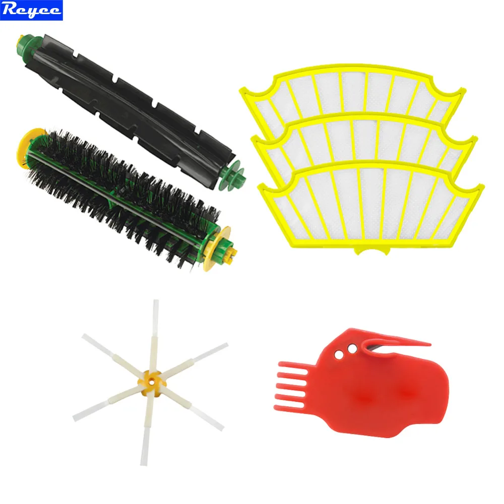 Cleaning tool Set Brush 6 armed and Filter Set Bristle Brush For iRobot