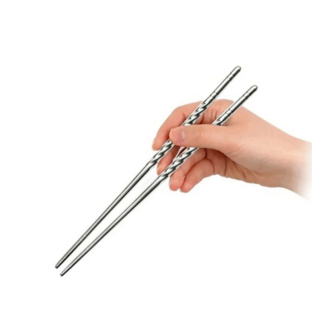 

2019 Stainless Steel Chopsticks Anti-skip Thread Style Durable Metal Exquisite Non-slip Palillo Chino For Sushi Metal Chopsticks