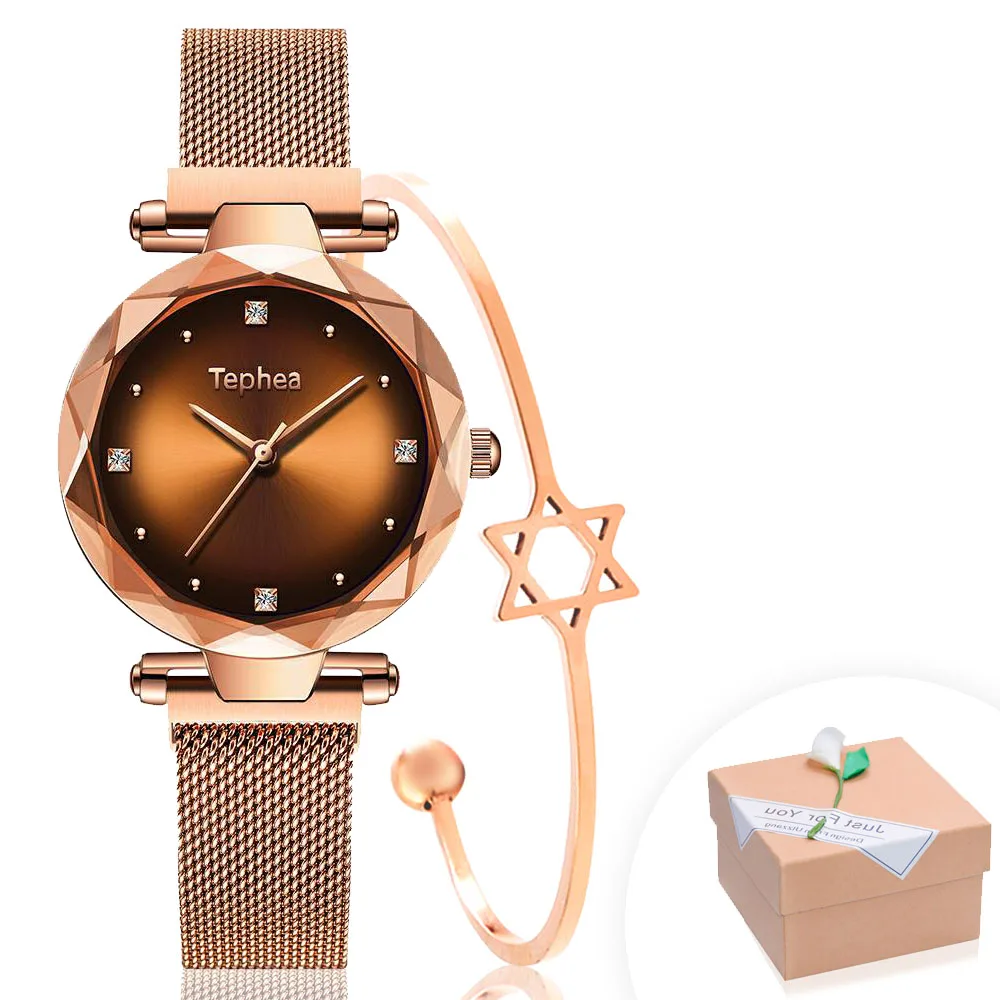 Роскошные Звездное небо женские часы звезда магнитные розовое золото часы с алмазами на руку женские стальные водонепроницаемые Relogio Feminino