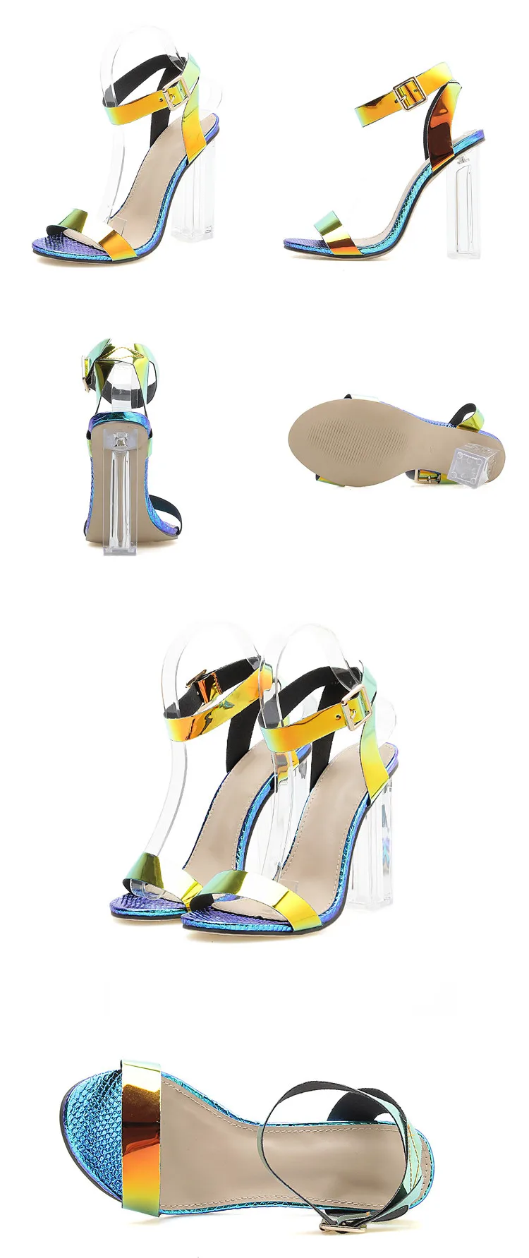 Eilyken/летние пикантные женские прозрачные туфли на каблуке с открытым носком; Модные женские сандалии из ПВХ с ремешком и пряжкой; Цвет Синий