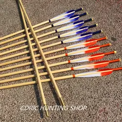 12pk32 "ручной работы стрельба из лука деревянные стрелы Broadheads Турции Перо для Longbow