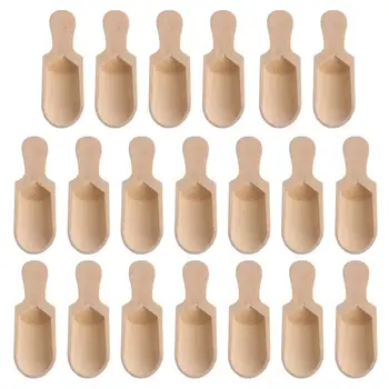 

20Pcs Wood Color Natural Wooden Wood Salt Spoon Tea Spoons Cooking Kitchen Spice Spoons
