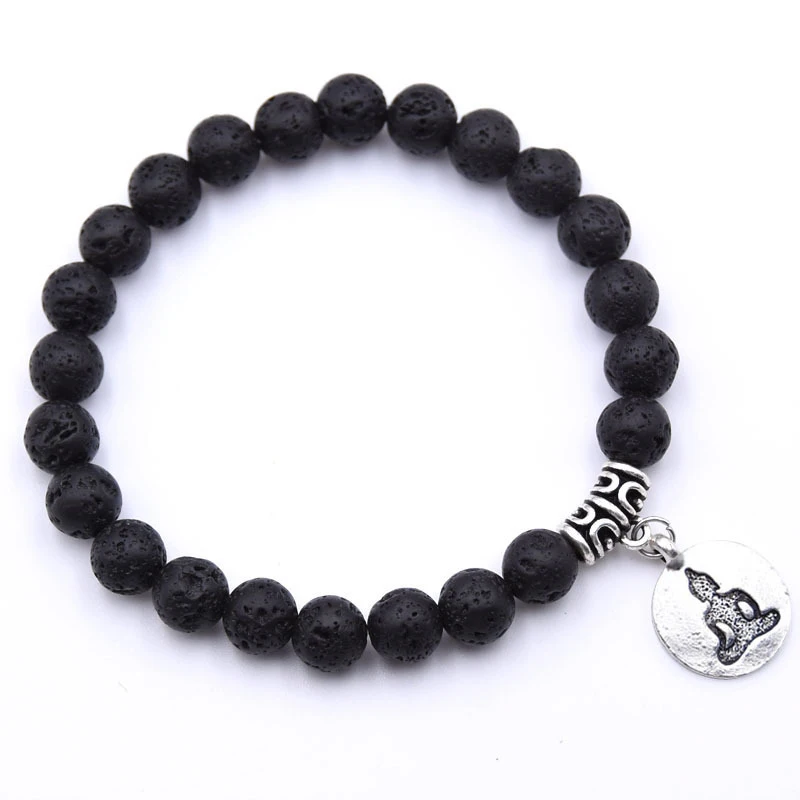 

NIUYITID Energy Lava Stone Bracelet Women Men Tibetan Buddhist Prayer Natural Bead Braclet Buddha Mala Jewelry pulseras hombre