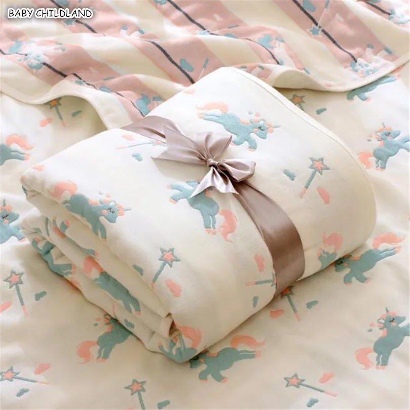 

Baby Blanket Newborn Unicorn 6 Layer Muslin Cotton Baby Swaddles Wrap Blankets Infant Baby Receiving Bedding Stroller Blanket