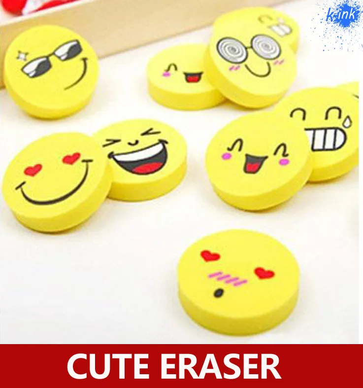 Beautiful yellow funny face eraser for kids / school students , all