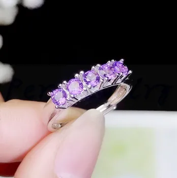 

Natural real amethyst finger ring 925 sterling silvert 0.15ct*5pcs gemstone For men or women ring Fine jewelry B95905