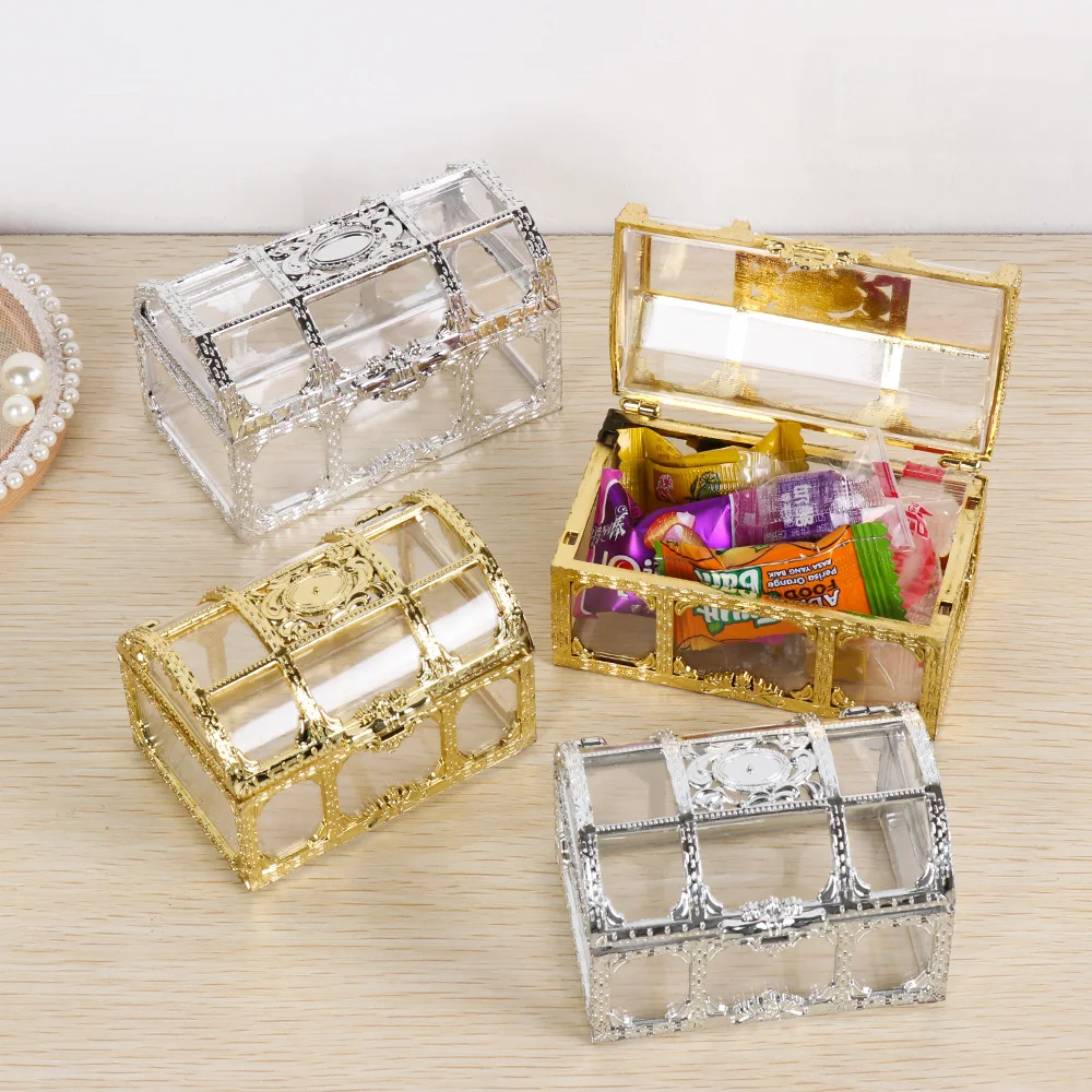 

2019New Retro Trinket Organizer Souvenir Plastic Transparent Candy Box Wedding Pirate Jewelry Storage Treasure Chest