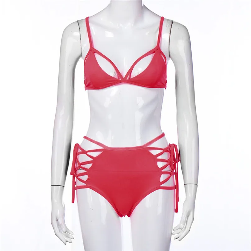 New Sexy Wire Free Bikinis Strips Bandage Women Swimwear Swimsuit Push Up Bikini Set Cutout Beach Bathing Suits Swim Wear #J20 (1)