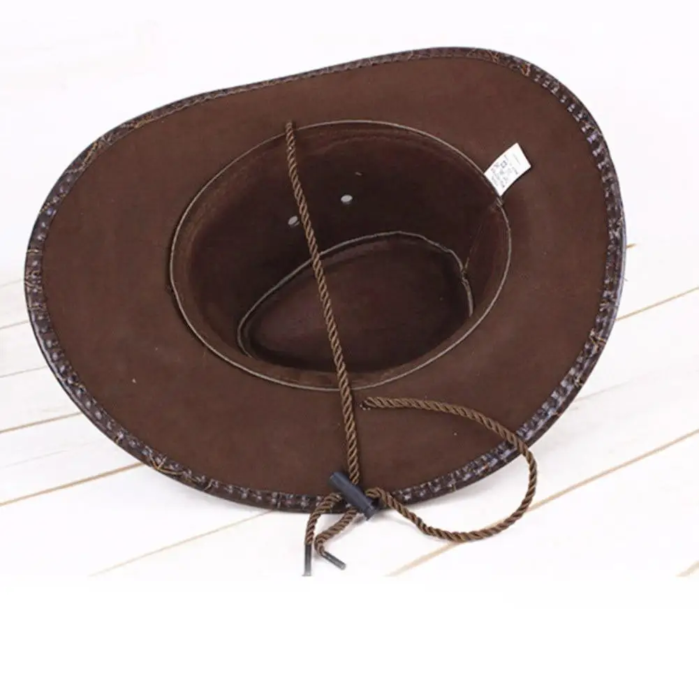 Western Cowboy Hat Leather Printed Faux Suede Three Ropes Along The Visor Men And Women Outdoor Hats Can Be Worn Ln All Seasons