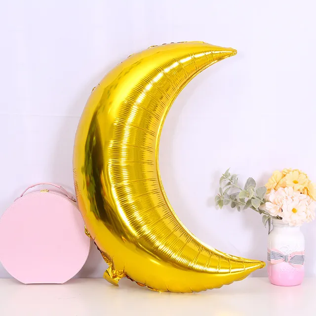 36 inch gold silver moon shaped aluminum foil balloons birthday party