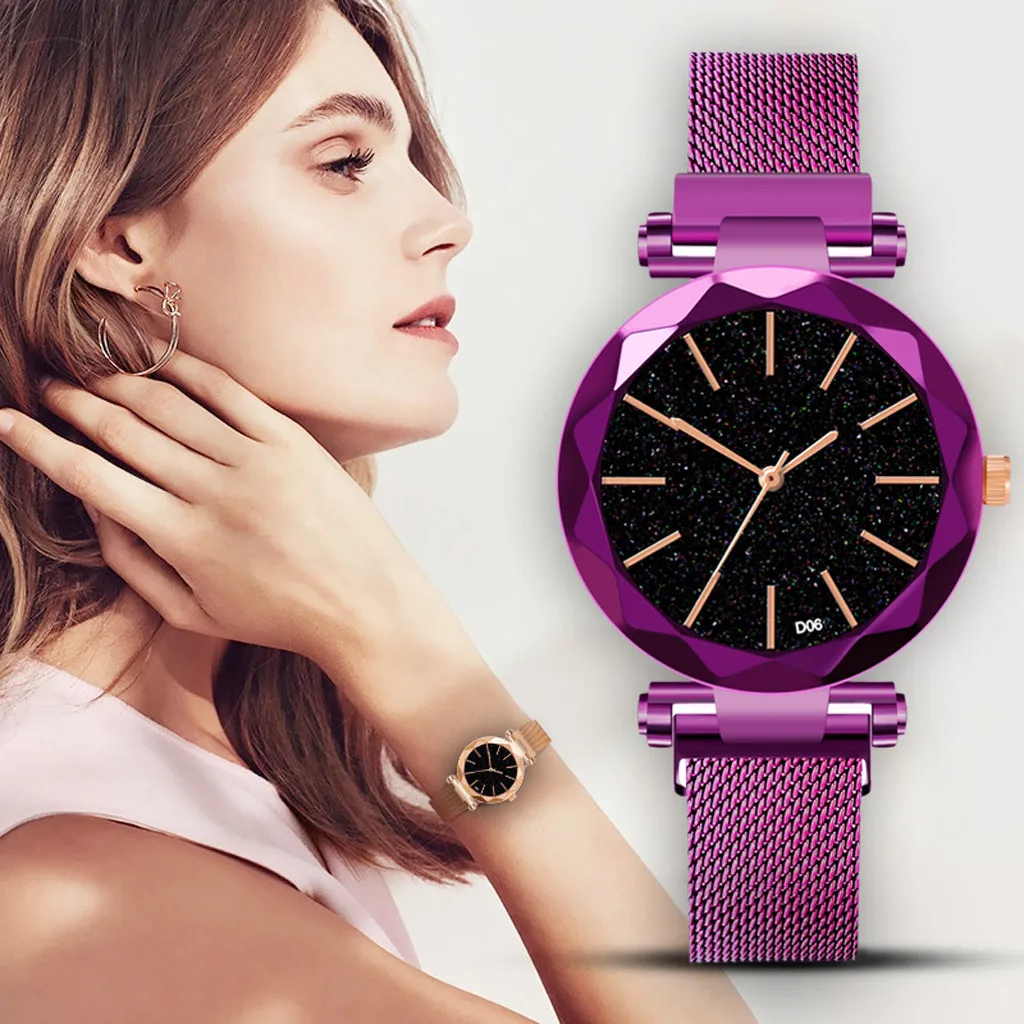 

Starry Sky Rhinestone Magnetic Band Strap Round Dial Quartz Women Wrist Watch women watches Dress watch Party decoration gifts