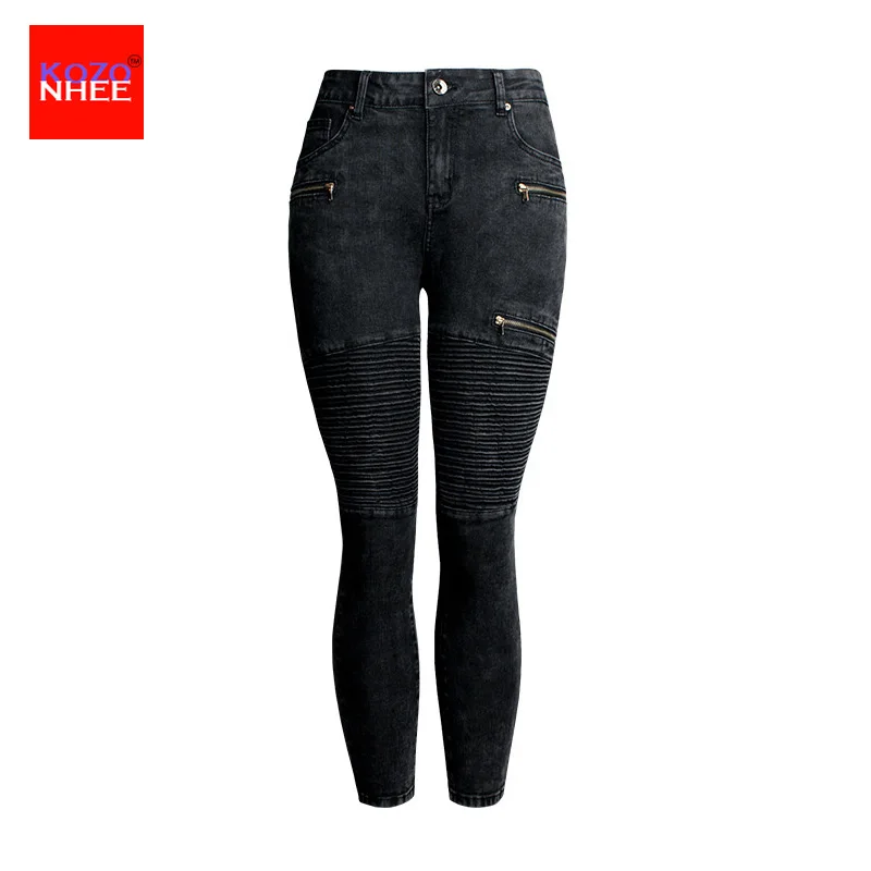 

Plus Size stretching zipper black jeans for women skinny tight trousers for women jeans for women Large Size pencils jeans