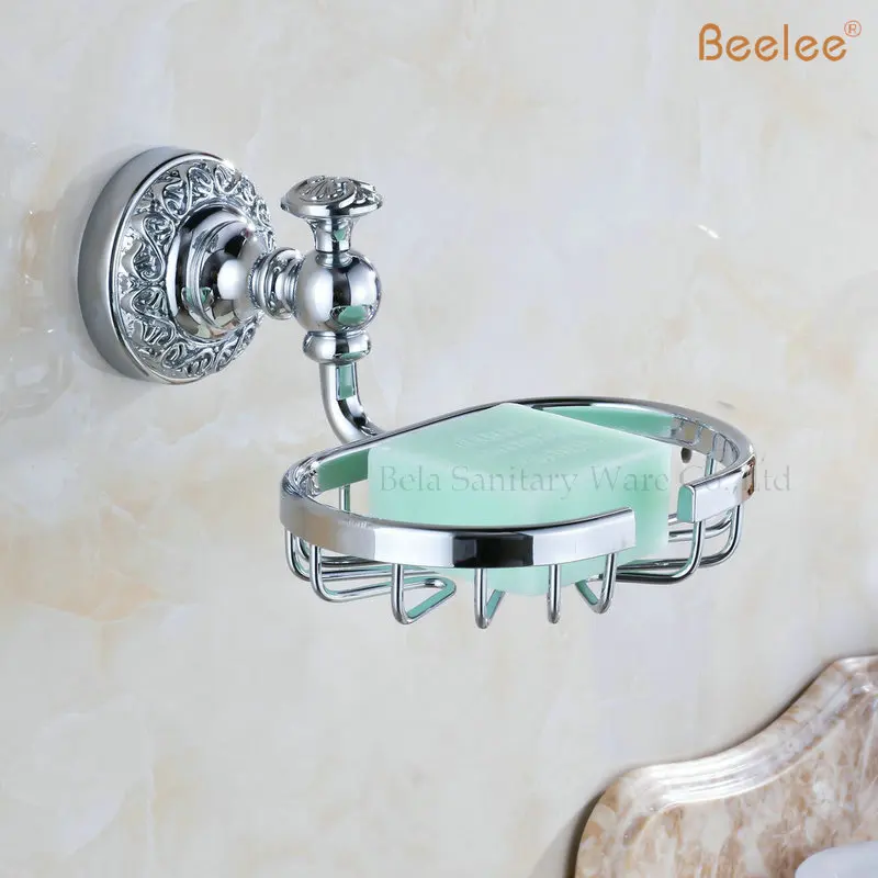 

Beelee BL8409C Wholesale And Retail Unique Design Bright Chrome Bath Soap Dish Holder Wall Mount Brass Kitchen Soap Rack