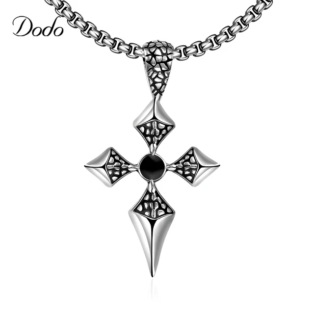 Titanium Fashion Chains Stainless Steel Vintage Accessories Steampunk Gothic Style Cross Shape Pendant Necklace For Men Titanium Fashion Chains Stainless Steel Vintage Accessories Steampunk Gothic Style Cross Shape Pendant Necklace For Men