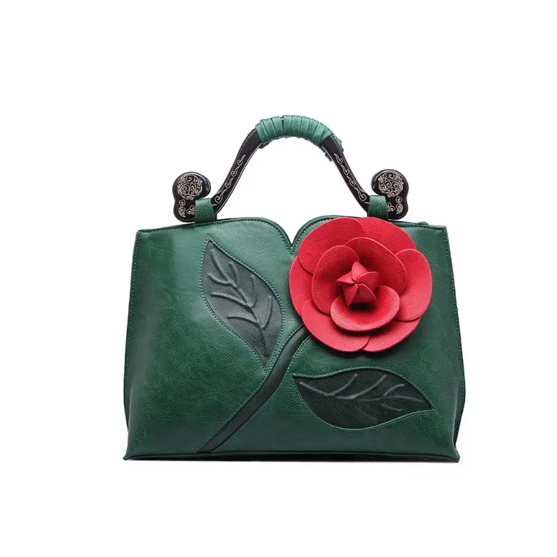 

Vintage Rose Pattern Top Handle Satchel Tote Clutch Bag Handbag for Women Ladies Evening Party Wedding Decor Accessories
