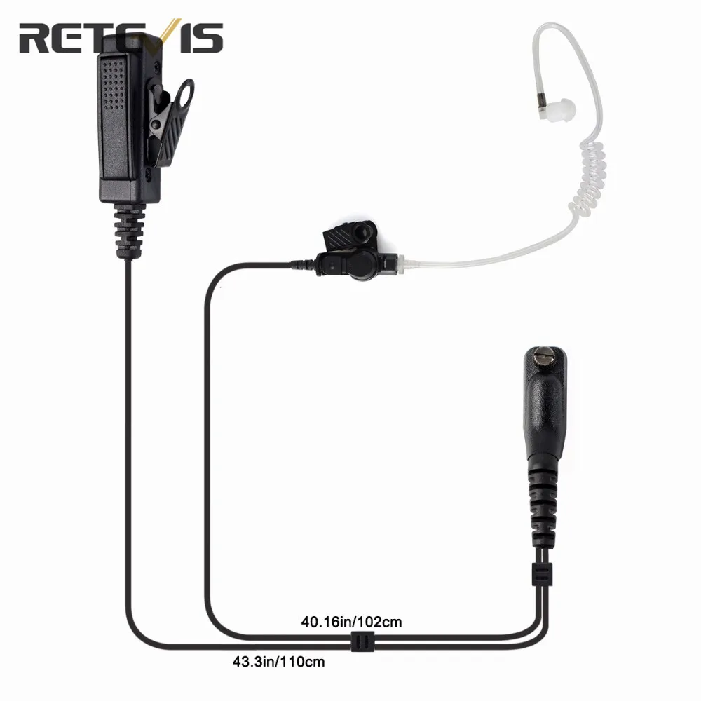 Retevis R 1M21 Headset Two wire Large PTT Acoustic Tube For Motorola