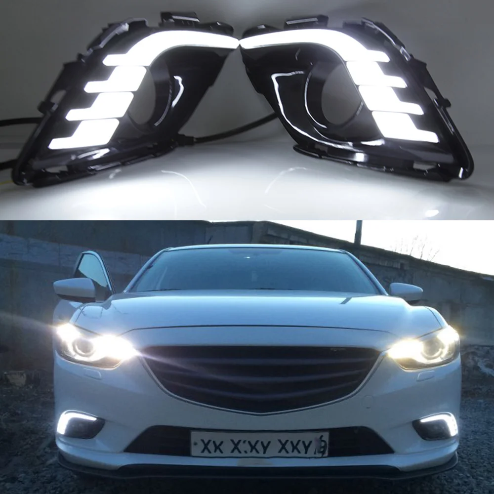 Автомобильный мигающий 1 комплект DRL для Mazda 6 Mazda 6 Atenza 2013 светодиодный DRL дневные ходовые огни Дневной светильник противотуманный светильник