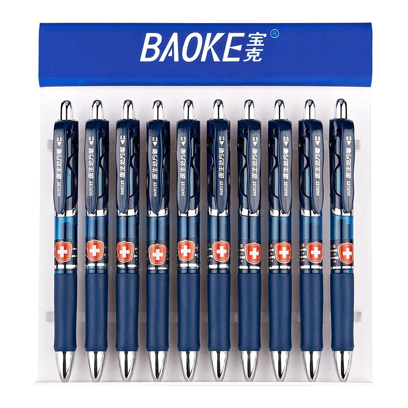 

Original Baoke 12pcs Dark Blue Gel/Neutral Ink Pen 0.5mm Doctor's Prescription/ Signature/ Doctor Nurse Press Type Pens