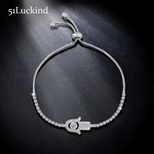 Новое поступление, роскошный браслет с кристаллами серебряного цвета, браслет с подвеской рука Фатимы, регулируемый Теннисный браслет для женщин, ювелирные изделия для свадебной вечеринки