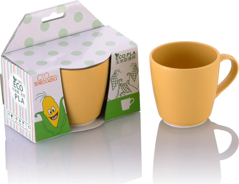 1pc of cup anti slip traning cup feeding cup baby infant ECO friendly PLA biodegradable material for kids nature color (3)