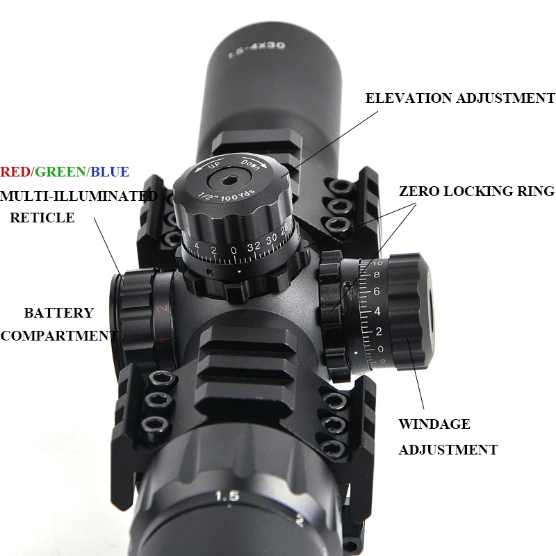 Bestsight 1,5-4x30 тактическая оптика Riflescope Long Eye Relief Rifle Scope охотничий прицел с 20 мм Tri-Rail Mount