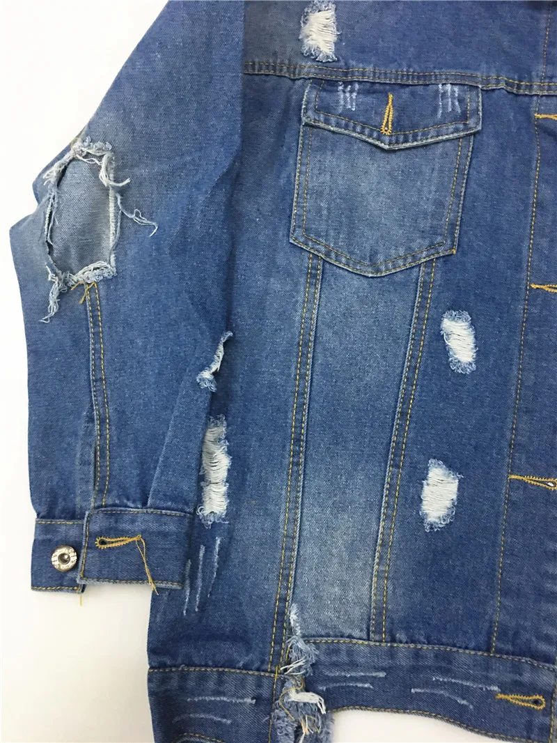 HTB1Bpz VYvpK1RjSZPiq6zmwXXaV RUGOD Basic Coat Bombers Vintage Fabric Patchwork Denim Jacket Women Cowboy Jeans 2019 Autumn Frayed Ripped Hole Jean Jacket