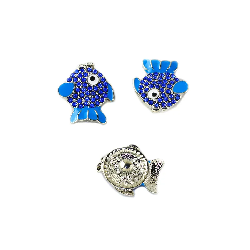 Bo world 10 Pcs/lot Blue Fish New 18MM Metal Snap Button Jewelry With Alloy Buttons Fit Vintage Bracelet Bangles BR010 | Украшения и