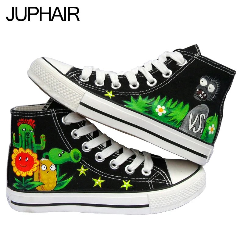 

JUP 10 Styles Men Males Plants VS Zombies One Piece Fairy Tail Despicable Me Minion Hand-Painted Canvas Shoes for Boys Girls Kid