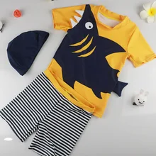 Детские купальники UPF50+ Детские Купальники Акула из двух частей для мальчиков, плавки, шорты, спортивный комплект, UVProdection, детский купальник