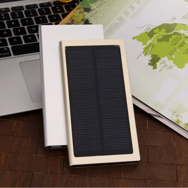 New Ultra-thin 12000mAh Solar Power Bank Dual USB Portable Battery Charger for iPhone HTC Xiaomi