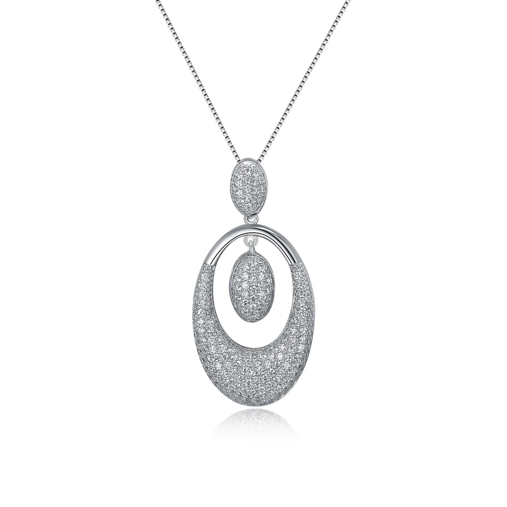 

S925 silver pendant Necklace for women white gold color setting withe cz Pendant Christmas gift fashion jewelry drop shipping