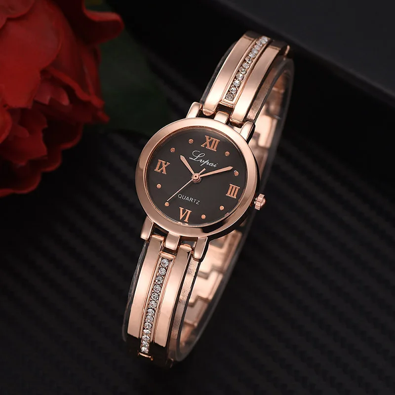 

Women Watch Quartz Watches Roman Scale Dial with Alloy Bracelet Band TT@88